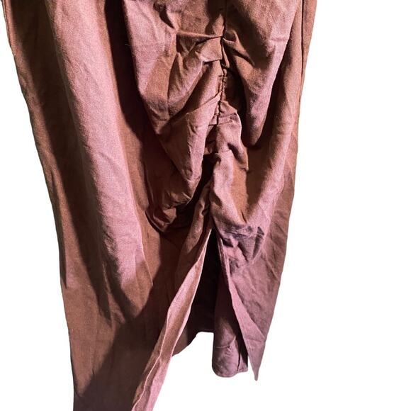 ELOQUII LINEN BLEND MIDI DRESS IN CAPPUCCINO Size 18 - Picture 5 of 8